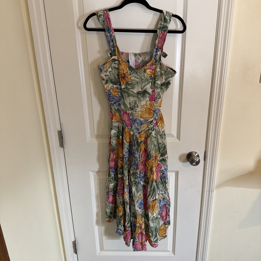 Royal Creation Midi Sun Dress XL Made in Hawaii Vintage Green Floral